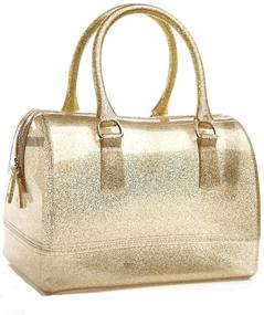 img 4 attached to Candy-Colored Jelly Pillow Top Handle Handbag: Trendy Transparent Crystal Purse for Ladies' Summer Style