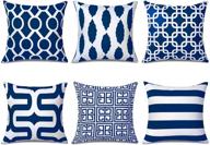 🛋️ set of 6 navy square decorative throw pillow cases, soft microfiber outdoor cushion covers 18 x 18 for sofa bedroom by top finel logo