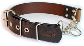 img 4 attached to 🐶 Adjustable 1.5" Leather Martingale Chain Dog Collar by Sleepy Pup - Limited Slip, Half-Check Design | Ideal for Training