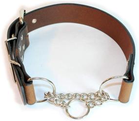 img 2 attached to 🐶 Adjustable 1.5" Leather Martingale Chain Dog Collar by Sleepy Pup - Limited Slip, Half-Check Design | Ideal for Training