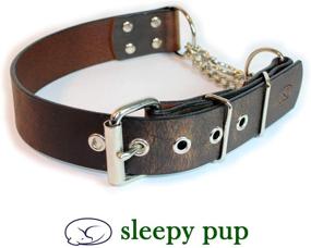 img 3 attached to 🐶 Adjustable 1.5" Leather Martingale Chain Dog Collar by Sleepy Pup - Limited Slip, Half-Check Design | Ideal for Training