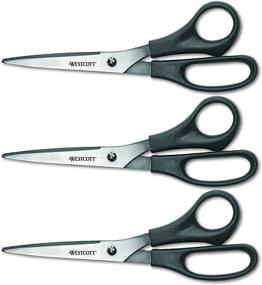 img 4 attached to Westcott 8-Inch Bent All-Purpose ✂️ Value Scissors, Pack of 3, Black (13402)