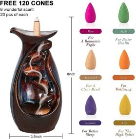 img 2 attached to Ceramic Waterfall Backflow Incense Cones Burner - Indoor Smoke Fountain & Waterfall Back Flow Holder Set for Home Room House Stress Aromatherapy Decor Zen Meditation Yoga