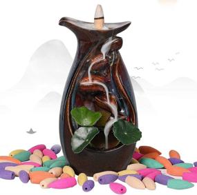 img 4 attached to Ceramic Waterfall Backflow Incense Cones Burner - Indoor Smoke Fountain & Waterfall Back Flow Holder Set for Home Room House Stress Aromatherapy Decor Zen Meditation Yoga