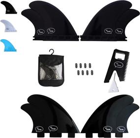 img 4 attached to 🏄 Ho Stevie! Quad Fiberglass Reinforced Polymer Surfboard Fins - Twin Tab or Single Tab Sizes, Complete with Fin Bag, Screws, Wax Comb, and Fin Key