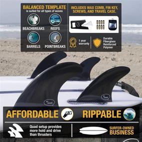 img 3 attached to 🏄 Ho Stevie! Quad Fiberglass Reinforced Polymer Surfboard Fins - Twin Tab or Single Tab Sizes, Complete with Fin Bag, Screws, Wax Comb, and Fin Key