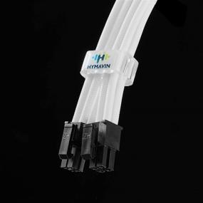 img 1 attached to Усилите свое электропитание с помощью белых оплеточных кабелей HYMAVIN: Набор оплеточных удлинительных кабелей питания источника питания 16AWG с оплеткой длиной 30 см для 24-контактного, 6-контактного, 6+2-контактного и 4+4-контактного кабелей для ATX-источника питания.