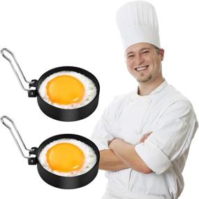 img 4 attached to 🍳 Egg Ring Set - Professional Non-Stick Egg Rings for Frying Egg Mcmuffin Sandwiches, Pancake Mold, Stainless Steel Breakfast Household Mold Tool - 2pcs