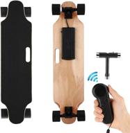 🛹 electric skateboard electric longboard for youth and adults | wireless remote control | waterproof e-skateboard | 7 layers maple | 250w motor | top speed of 12 mph | max load capacity of 220lbs logo