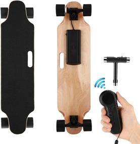 img 4 attached to 🛹 Electric Skateboard Electric Longboard for Youth and Adults | Wireless Remote Control | Waterproof E-Skateboard | 7 Layers Maple | 250W Motor | Top Speed of 12 MPH | Max Load Capacity of 220lbs