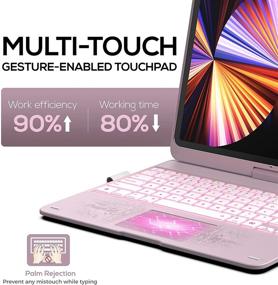 img 3 attached to 🎨 Typecase Touch iPad Pro 12.9 2021 Case with Keyboard & Trackpad | Magic Keyboard Style, Backlit Keys, 360° Rotatable | Compatible with Apple Pencil (Pink)