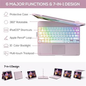 img 1 attached to 🎨 Typecase Touch iPad Pro 12.9 2021 Case with Keyboard & Trackpad | Magic Keyboard Style, Backlit Keys, 360° Rotatable | Compatible with Apple Pencil (Pink)