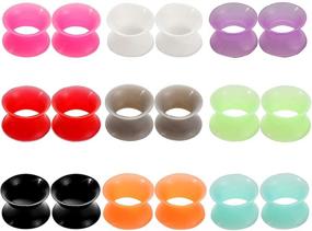 img 3 attached to 💀 18Pcs Thin Silicone Gauge Earrings - Bodystars Soft Ear Tunnels, Ideal for Punk Rock, Tattoos, Street Fashion, and Daily Wear