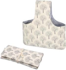 img 4 attached to 🌲 Teamoy 2 Pack Canvas Knitting Tote Bag & Needles Roll Holder: Convenient Yarn Storage & Travel Companion (Large, Tree)