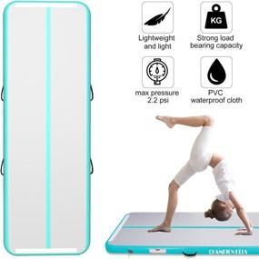 img 1 attached to 🤸 CHAMPIONPLUS Inflatable Air Tumbling Mat: Premium Gymnastics Tumble Track for Home Use, Training, and Cheerleading - 4/8 inches Thickness, Water Yoga - Available in 10ft, 13ft, 16ft, and 20ft lengths! Includes Electric Air Pump