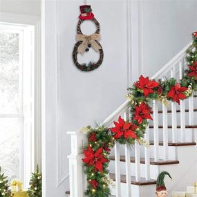 img 2 attached to 🎄 15.7-Inch Christmas Snowman Wreath - MARTINE MALL Christmas Door Wreaths for Xmas Home Kitchen Wall Window Hall Decor, Christmas Grapevine Hanging Wreath with Hat and Bow