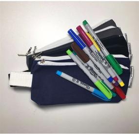 img 1 attached to 🎒 Set of 6 Augbunny 100% Cotton 12oz Canvas Zipper Pen Pencil Stationery Case Bags Cosmetic Makeup Pouches