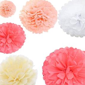 img 2 attached to 20pcs Tissue Paper Pom Poms Kit: Stylish 🎉 Flower Balls for Party, Wedding & Baby Shower Decoration