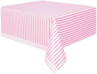 🌸 vibrant plastic light pink striped tablecloth - 108" x 54" - buy now! логотип