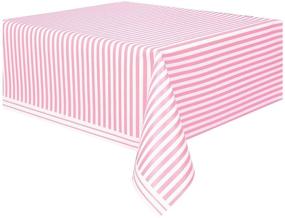 img 2 attached to 🌸 Vibrant Plastic Light Pink Striped Tablecloth - 108" x 54" - Buy Now!