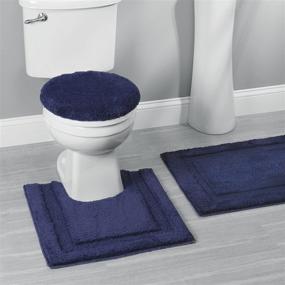 img 1 attached to 🚽 InterDesign Navy Spa Toilet Lid Cover - Microfiber Polyester, iDesign