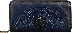 img 4 attached to 👜 Genuine Leather Womens Wallet with Zippered Smartphone Holder, Retro Purse Embossed with Totem Design…