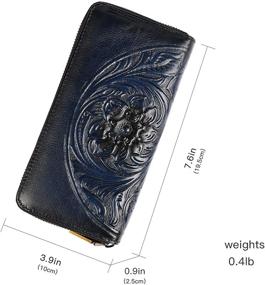 img 2 attached to 👜 Genuine Leather Womens Wallet with Zippered Smartphone Holder, Retro Purse Embossed with Totem Design…