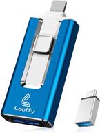 💾 looffy usb flash drive for phone, 128gb 4 in 1 memory stick - blue logo