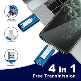 img 3 attached to 💾 Looffy USB Flash Drive for Phone, 128GB 4 in 1 Memory Stick - Blue
