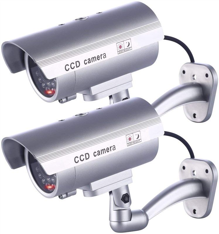 2X Fake Dummy Simulated Decoy SECURITY CAMERA Surveillance CCTV Red Flashing LED 