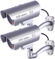 📷 idaodan dummy security camera, fake cameras cctv surveillance system with realistic simulated leds for outdoor/indoor home security + warning sticker - pack of 2 logo