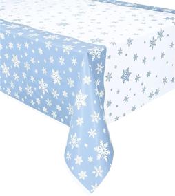 img 3 attached to 🎉 Festive Snowflakes Holiday Plastic Tablecloth: 84" x 54" - Add Charm to Your Party Décor!