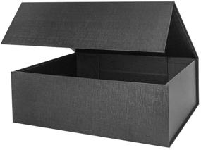 img 4 attached to 🎁 Black Large Gift Box with Lid - 13x9x4 Inch, Foldable Magnetic Gift Boxes for Clothes - Reusable Groomsman Box Bridesmaid Proposal Box