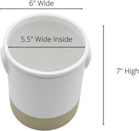 img 1 attached to Farmhouse Utensil Kitchen Crock: 7-inch White Ceramic Holder for Countertop