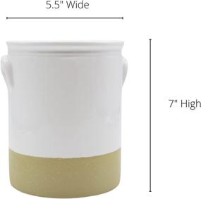 img 3 attached to Farmhouse Utensil Kitchen Crock: 7-inch White Ceramic Holder for Countertop