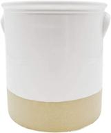 farmhouse utensil kitchen crock: 7-inch white ceramic holder for countertop логотип