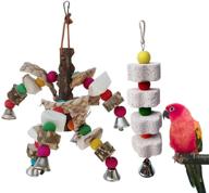 kathson parrot chewing toy set with cuttlebone beak grinding stone, hanging cage toys with lava block calcium for parakeet, cockatiel, hamster, chinchilla, and rabbit - pack of 2 logo