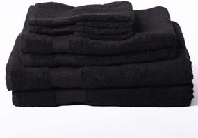 img 4 attached to High-Quality Luxury Towel Set, 100% Organic Cotton, 700 GSM, Ultra Soft & Absorbent, Bathroom, Hotel, Spa, GOTS & Fair Trade Certified, 6 Piece Set: 2 Bath Towels 30x54, 2 Hand Towels 20x30, 2 Wash Cloths 13x13, Black