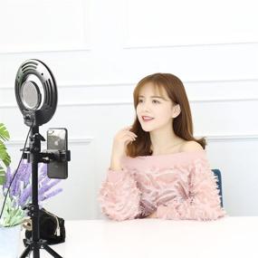 img 4 attached to 📸 Professional 8" Dimmable LED Selfie Ring Light: Complete Lighting Kit with Stand, Makeup Mirror, and Phone Holder