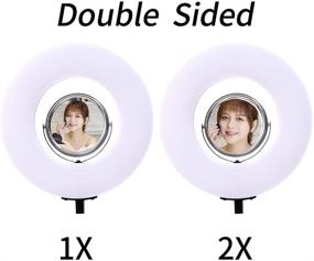 img 2 attached to 📸 Professional 8" Dimmable LED Selfie Ring Light: Complete Lighting Kit with Stand, Makeup Mirror, and Phone Holder