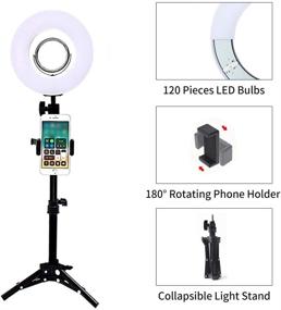 img 1 attached to 📸 Professional 8" Dimmable LED Selfie Ring Light: Complete Lighting Kit with Stand, Makeup Mirror, and Phone Holder