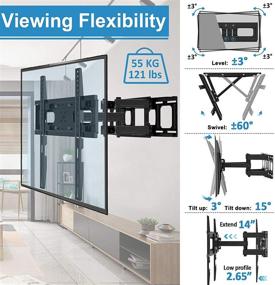 img 3 attached to 📺 Крепление BLUE STONE для телевизоров с плоским экраном от 32 до 65 дюймов - Articulating Dual Arms Tilt Swivel 14" Extend - VESA 400x400 мм