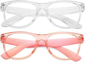 img 4 attached to Protect Young Eyes with Braylenz Kids Blue Light 👀 Blocking Glasses - 2 Pack, Unbreakable Frame, Ages 3-12 (Transparent+Clear Pink)