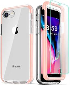 img 4 attached to Чехол COOLQO для iPhone 8/7/6S/6 с 2 защитными стеклами для экрана – полное покрытие корпуса, ударопрочный розовый чехол для телефона