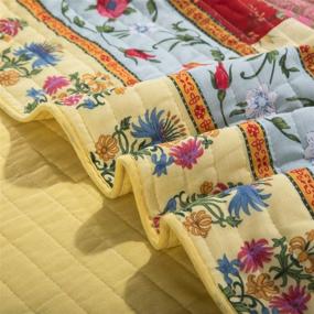 img 1 attached to 🌼 Colorful Floral Patchwork Cotton Quilts King Size - Lightweight Reversible Bedspread with Pillowshams - All Season Bedding in Vibrant Yellow