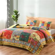 🌼 colorful floral patchwork cotton quilts king size - lightweight reversible bedspread with pillowshams - all season bedding in vibrant yellow logo
