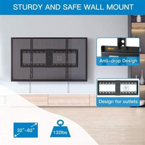 img 3 attached to 📺 PERLESMITH Fixed TV Wall Mount Bracket - Low Profile for 32-82 inch Flat Screen TVs - Fits 16”- 24” Wood Studs - VESA 600 x 400mm - Holds up to 132lbs - Black (PSLLK1)