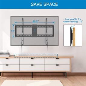 img 2 attached to 📺 PERLESMITH Fixed TV Wall Mount Bracket - Low Profile for 32-82 inch Flat Screen TVs - Fits 16”- 24” Wood Studs - VESA 600 x 400mm - Holds up to 132lbs - Black (PSLLK1)