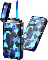🔥 jet flame torch refillable butane lighter 2 in 1 - usb rechargeable arc lighter with led display power, windproof & navy blue logo