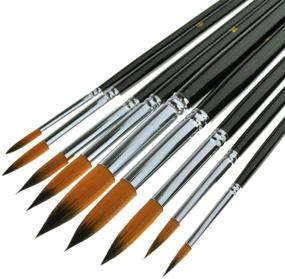 img 2 attached to 🖌️ Premium 9pcs Round Pointed Tip Pony Hair Filbert Paintbrush Set for Artists, Marrywindix Watercolor Acrylic Oil Painting Brushes in Black